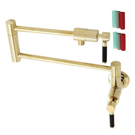 Kingston Brass KS4102DKL Kaiser Wall Mount Pot Filler, Polished Brass KS4102DKL